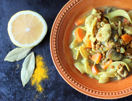 chicken noodle soup with turmeric